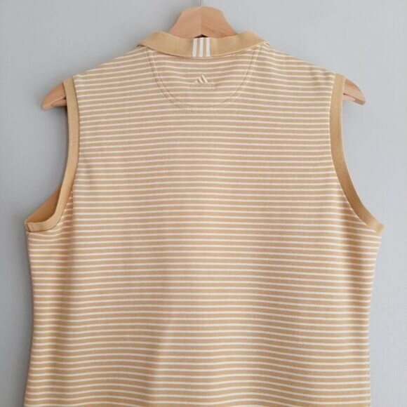 ADIDAS | ClimaLite Golf Tailored Fit Classic Sleeveless Polo Shirt Stripe Sz L - Picture 7 of 11